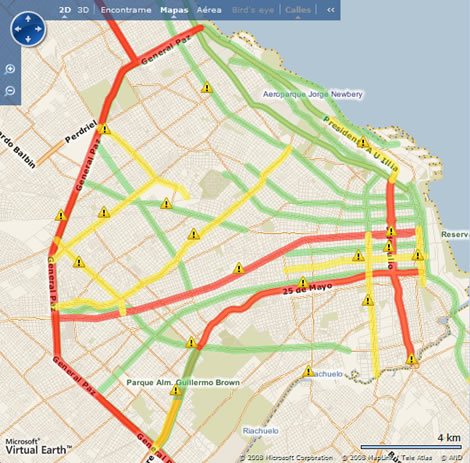 transito_2 Las zonas más conflictivas aparecen en rojo