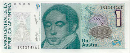 Un billete de 1 austral